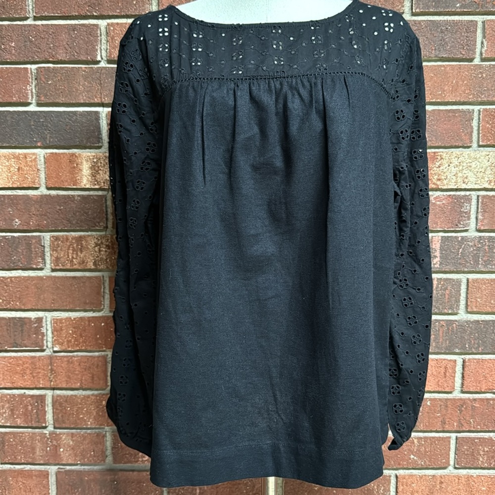 Elegant Black Eyelet Women's Top